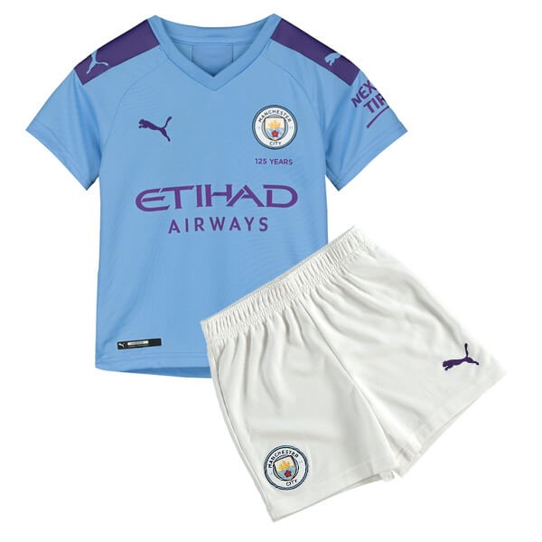 Camiseta Manchester City Replica Primera Ropa Niño 2019/20 Azul Claro